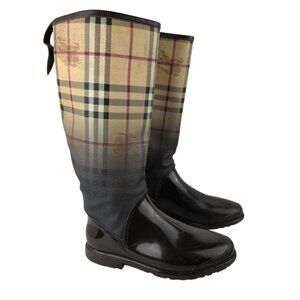 Burberry Nova Check Rain Boots Waterproof Women’s Size 6